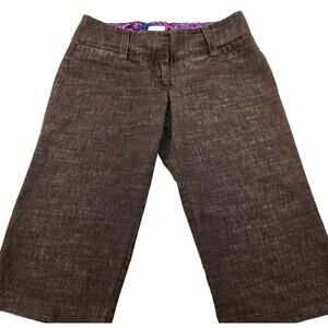 Y2K Vintage Cropped Capri Studio Y Pants Women's 1/2 Brown Stretch Slim Fit